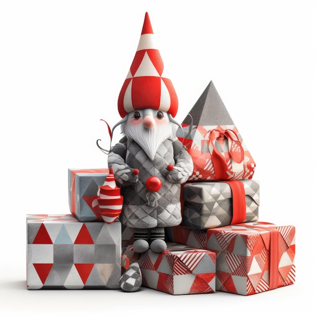 Isolated Christmas gnome on a copyspace background Christmas celebration concept Generative AI