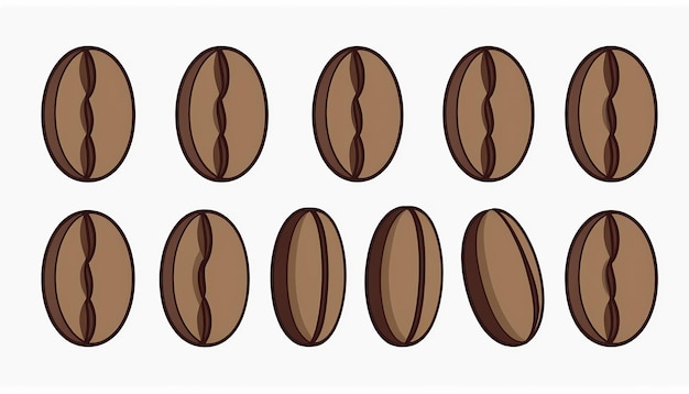 Isolated Coffee Beans on White Background Flat Design Vector