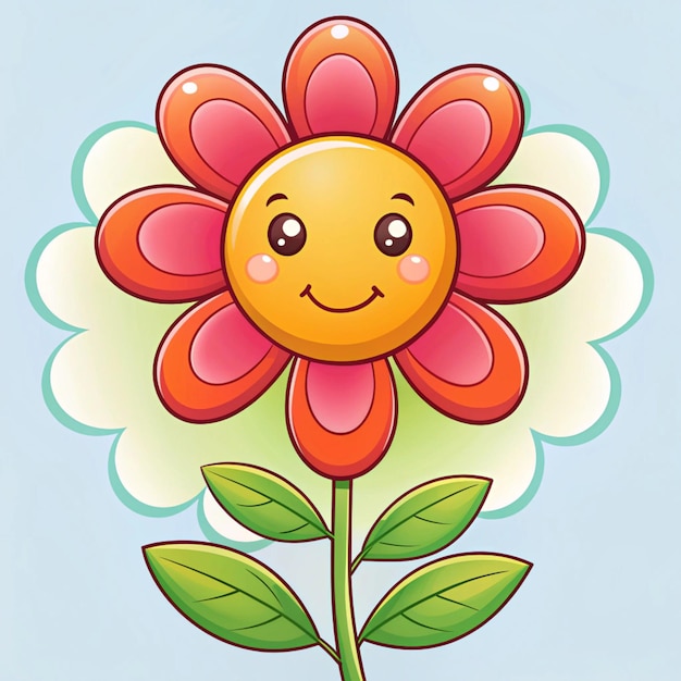 Photo isolated colored happy flower traditional cartoon character vector