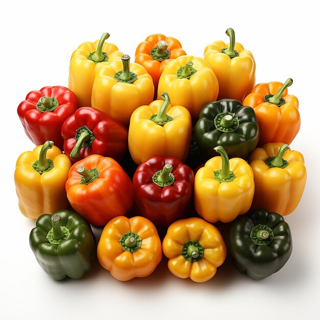 Isolated Colorful Bell Peppers on White Background