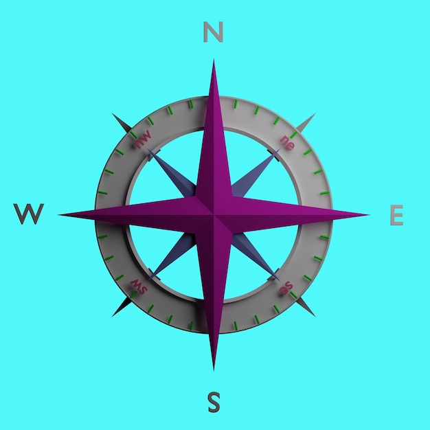 Isolated of a compass with blue screen (3D Rendering)