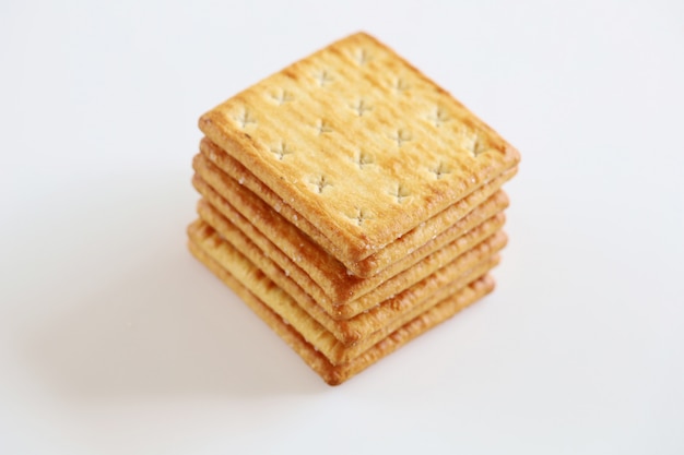 Isolated cracker snack dessert biscuit cheese on white background