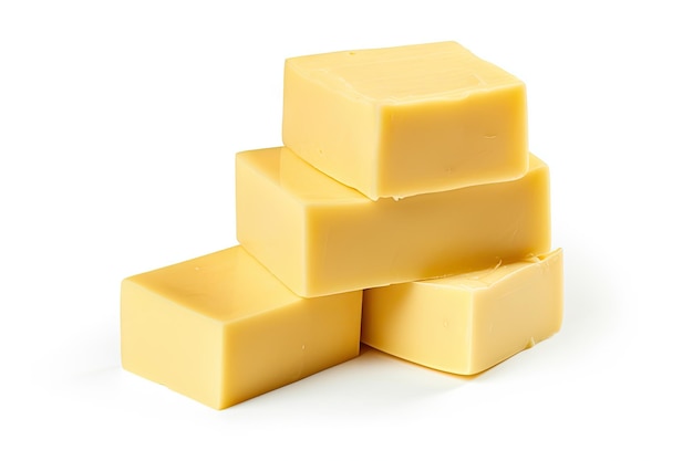 Isolated cube of butter on white background