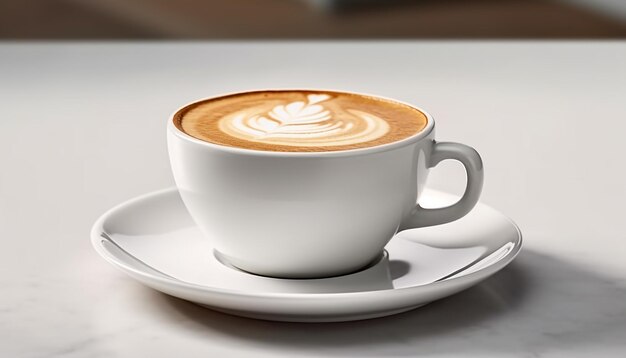 Isolated Cup of Coffee in Elevated Side View on White