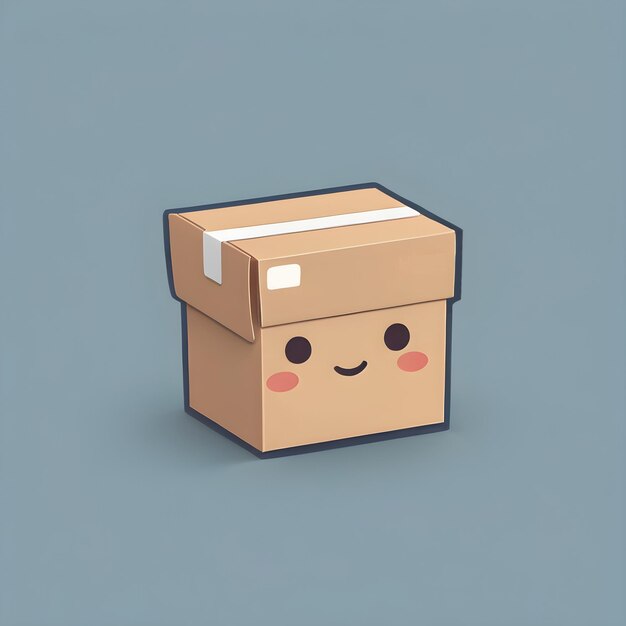 Isolated cute cartoon cardboard box with a smile 2D