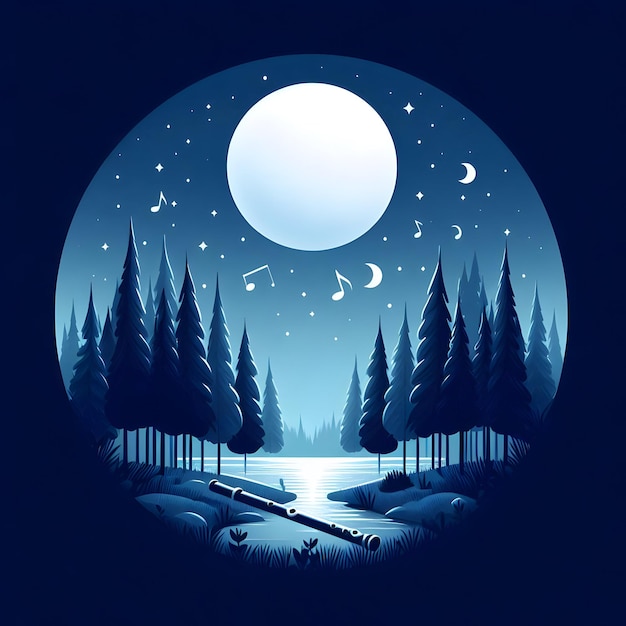 Photo isolated on a deep blue background under a starlit sky a serene forest clearing echoes with the me