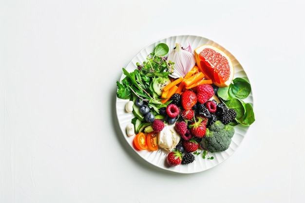 Isolated dish of brainboosting healthy food on clean white background