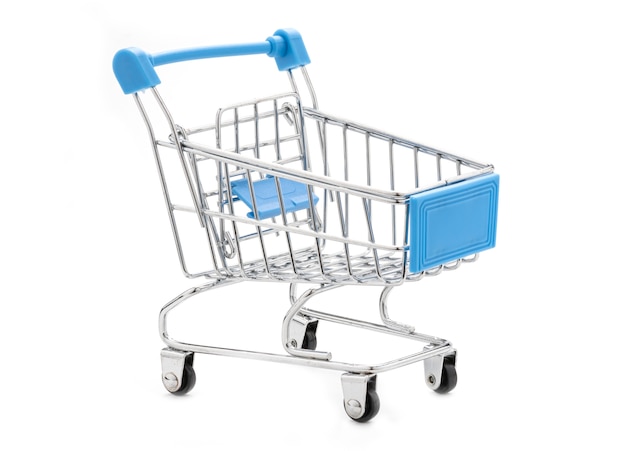 Isolated empty shopping cart on white background.