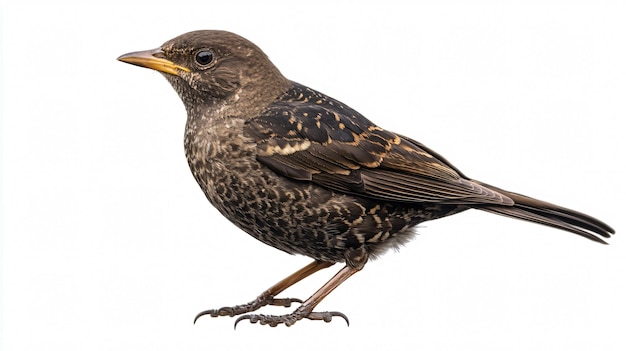 Isolated Female Eurasian Blackbird Turdus merula Cut Out on White Background