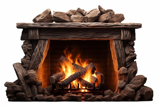 Isolated Fireplace for Interior Design on a Clean White Background Generative AI