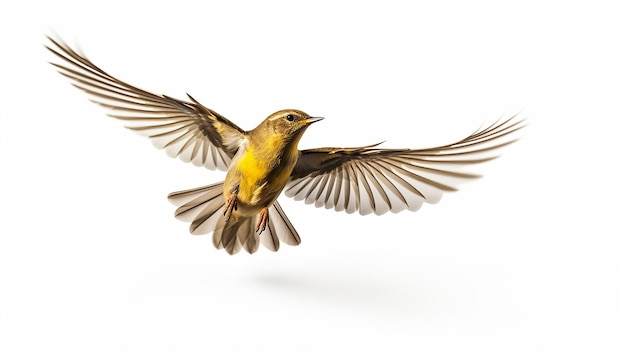 Isolated Flying Bird on White Background with Clipping