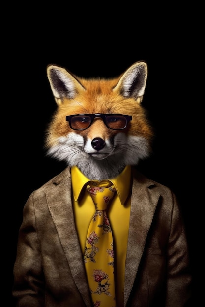 An isolated fox in a business suit Generative AI