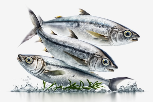 Isolated fresh herring fish on a white backdrop