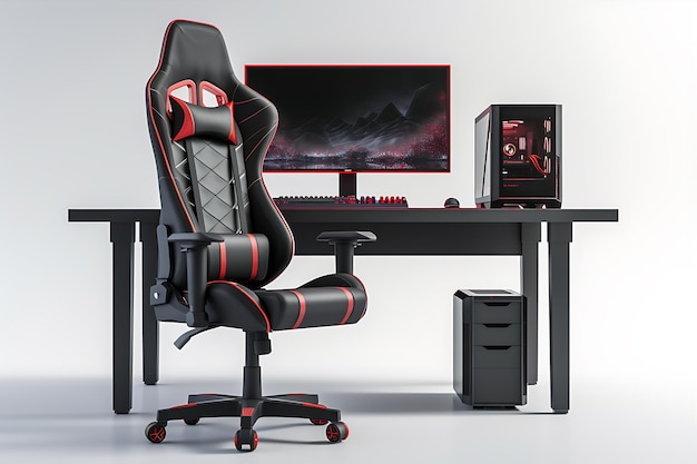 Isolated Gaming Chair and Computer Setup