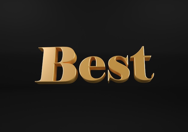 Isolated Golden Word best on Balck Background 3D illustration