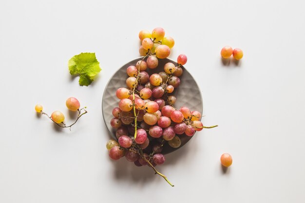 Isolated grapes. Red grape in a bowl isolated on white background