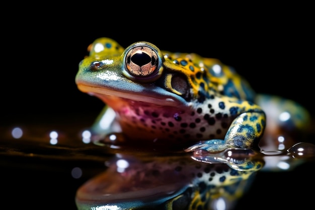 Isolated Green Lizard Close Up on Branch Generative AI