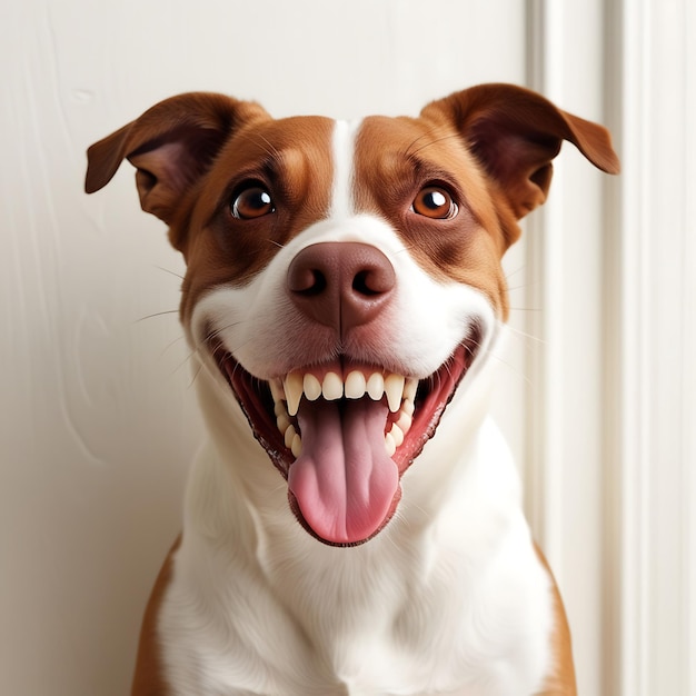 Isolated Happy Smiling Dog White Background