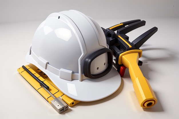 isolated hard hat with tools on white