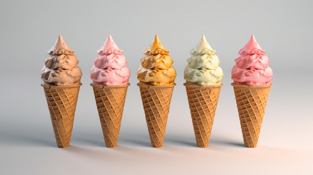 Isolated ice cream cones Generative AI