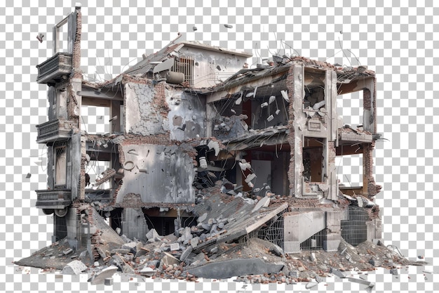 Photo isolated image of demolished buildings on transparent background