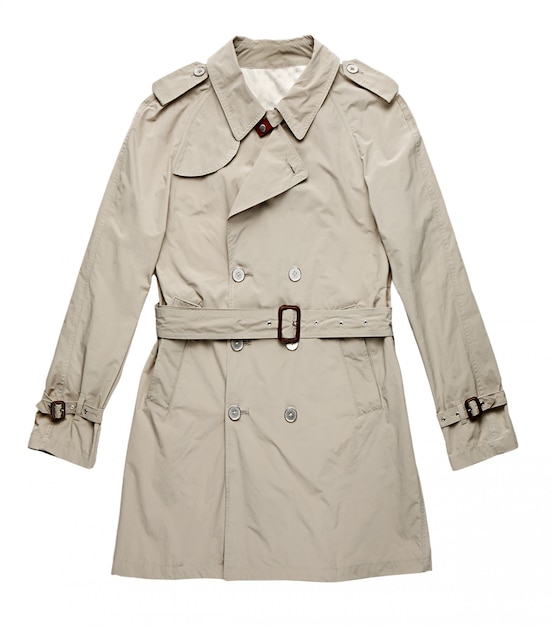 Isolated image of single off white raincoat