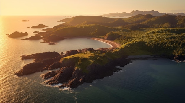 Isolated island in the midst of the vast ocean