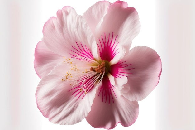 Isolated Japanese pink cherry blossom petal on a white background