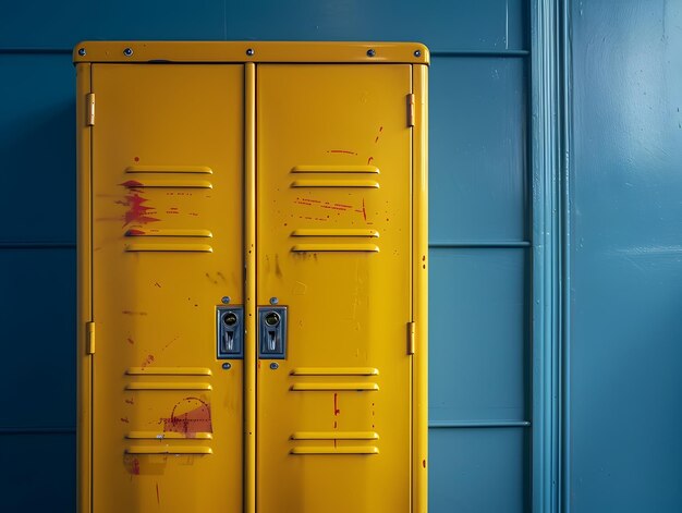 Photo isolated locker in school setting with studio lighting and copspace