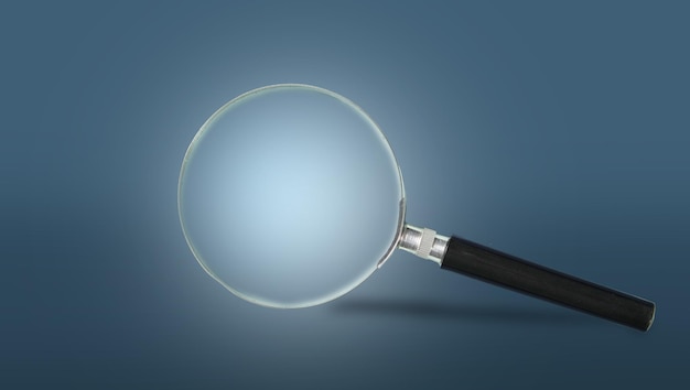 Isolated magnifier on gray background