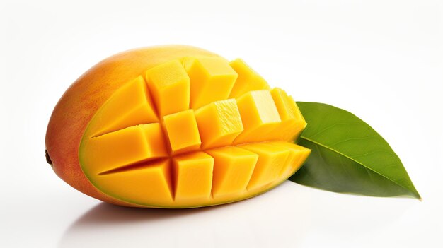 isolated mango fruit whole mango fruit half a mango sliced white backgroundclipping path