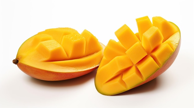 isolated mango fruit whole mango fruit half a mango sliced white backgroundclipping path