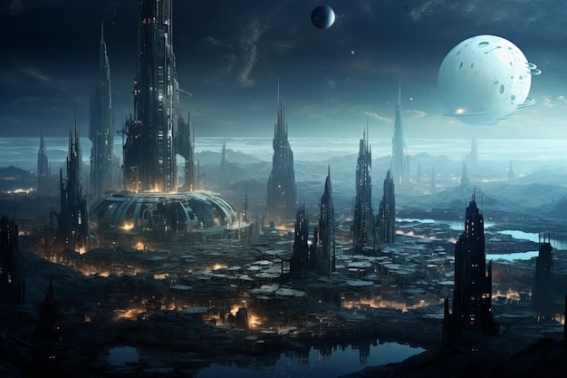 Isolated Megacity distant planet Generate Ai