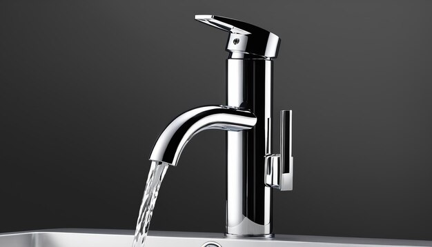 Isolated Modern Faucet Gray Background Enhancing the Design