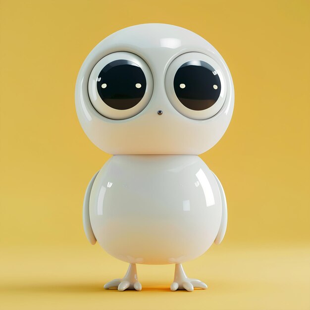 Photo isolated on mono color background 3d character with big eyes