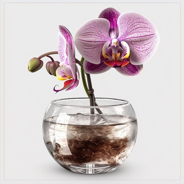 Isolated Orchid Pot Transparent Background Cutout