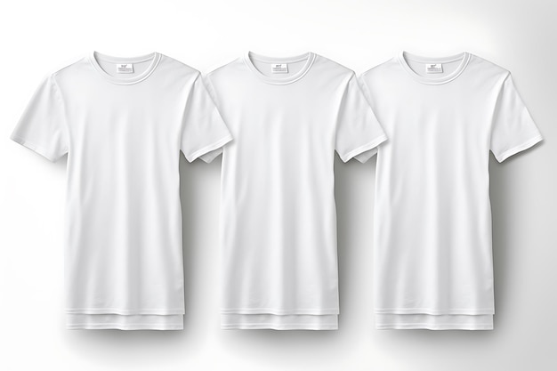 Isolated pack of white tshirts front view