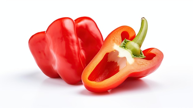 isolated paprika whole peppers half a bell pepper sliced white