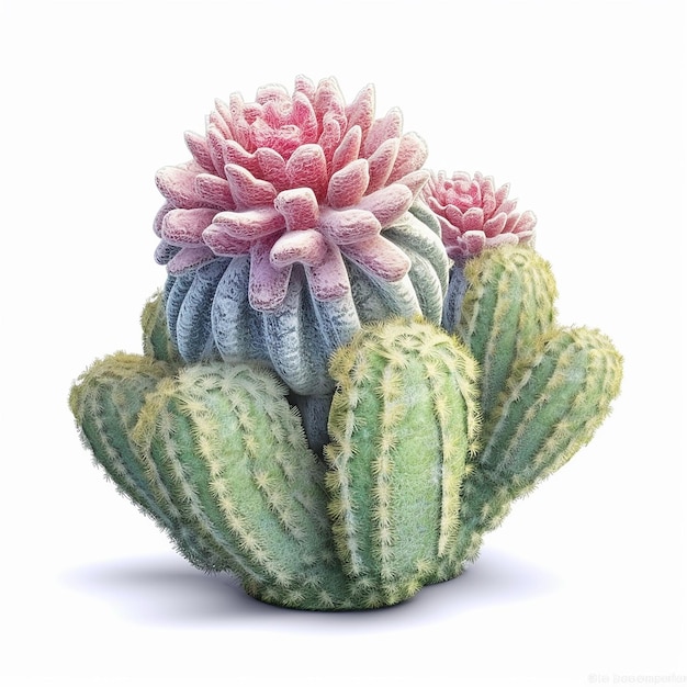 Isolated Pastel Cactus on White Background