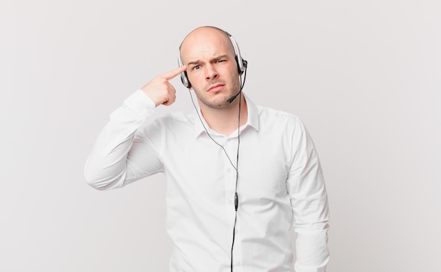 isolated person against color flat wall