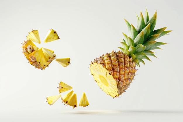 Isolated pineapple images with clipping path