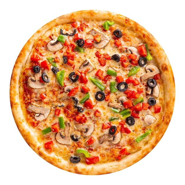 Isolated pizza with mushrooms and olives