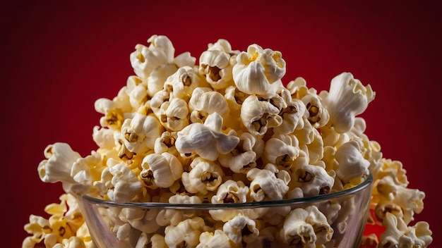 Isolated popcorn in striped bucket on white background