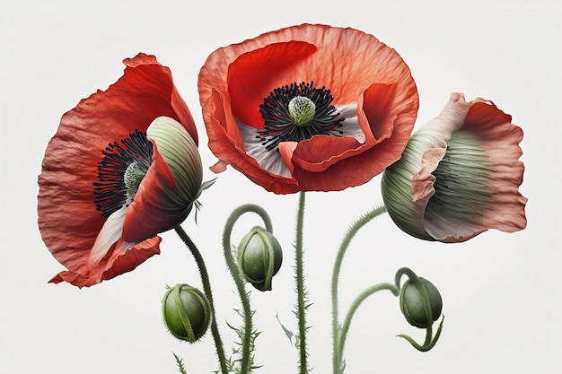 Photo isolated poppies