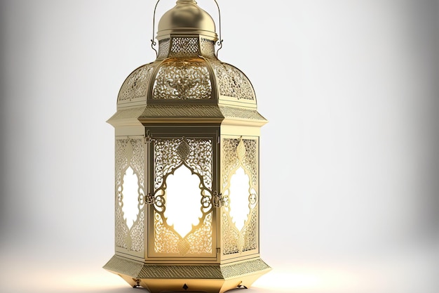 Isolated Ramadan lantern Arabic style lamp with a white background