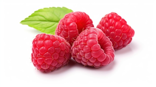 Isolated Raspberry Whole Raspberries half Raspberry sliced white background clipping path