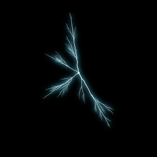 Isolated realistic electric flash visual effect on black night background