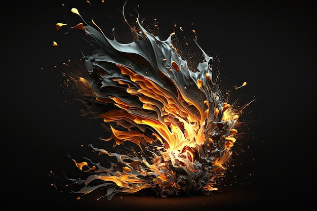 Isolated realistic flame explosion against a dark background