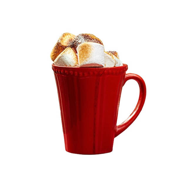 Isolated red mug with roast marshmallow