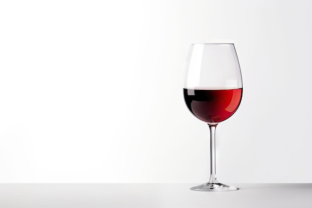 Isolated red wine glass on white background with copy space